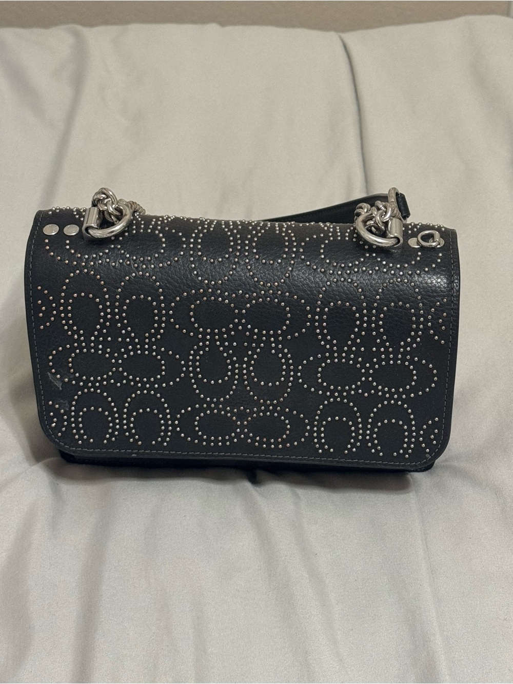 Coach Studded Black Leather Shoulder Bag